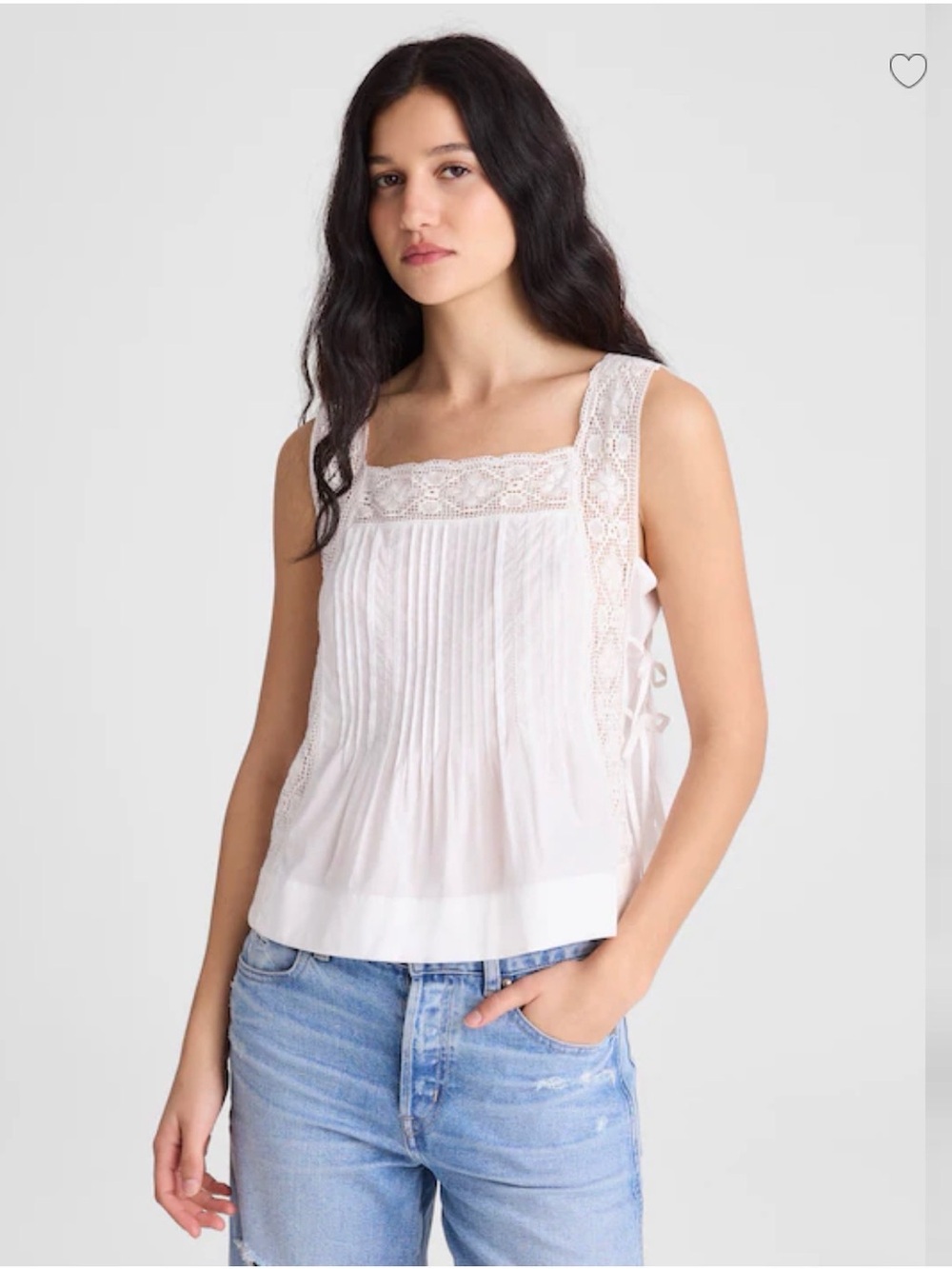 Madewell The Sophie White Lace-Trim Square Neck Camisole XS